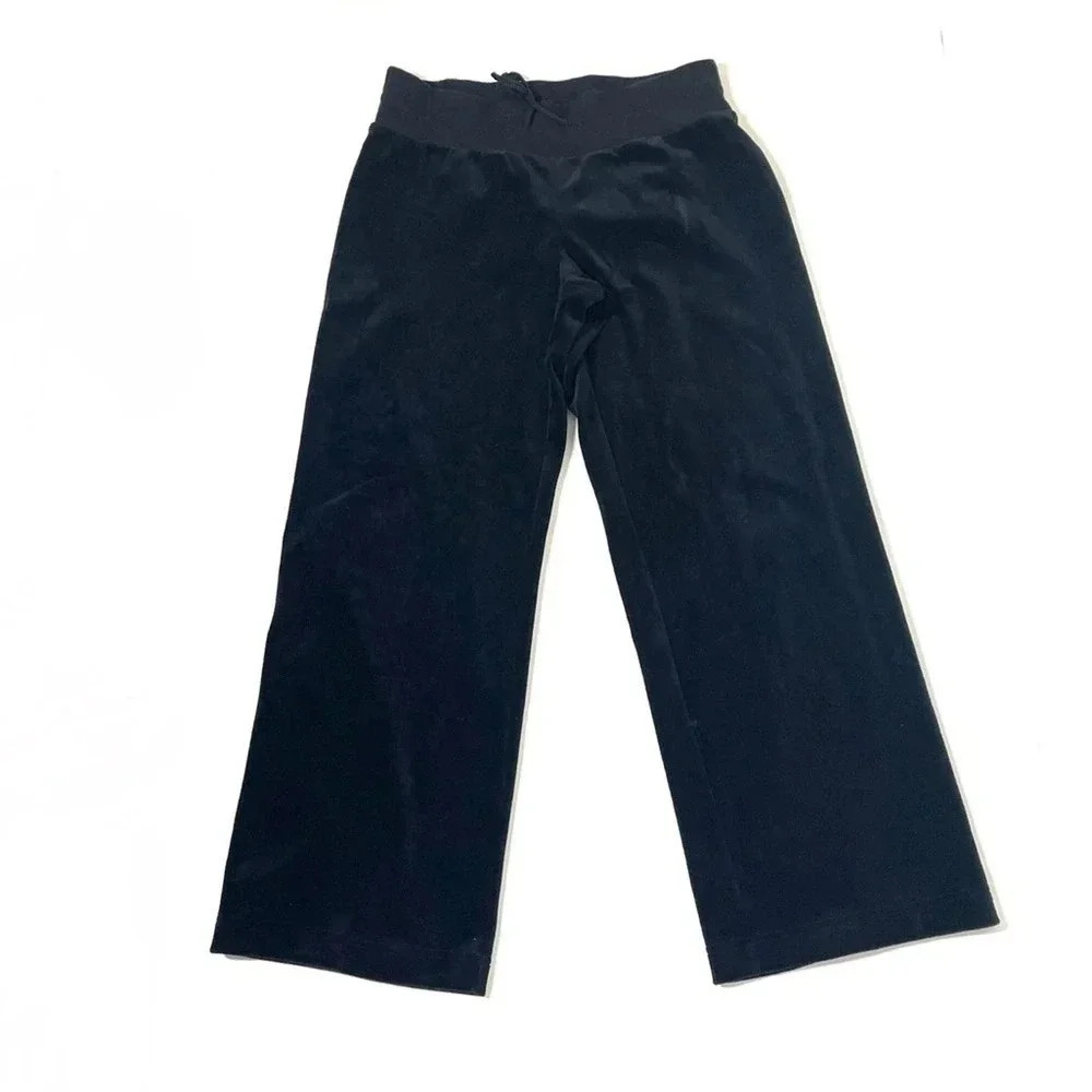 Zella Black Velour Velvet Drawstring Pants Size Large